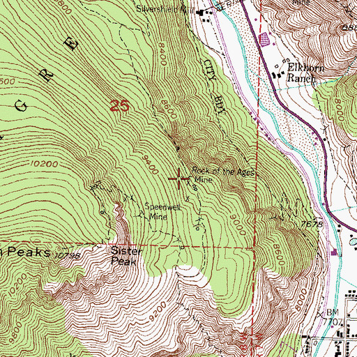 Topographic Map of Rock of the Ages Mine, CO