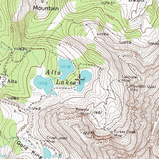Topographic Map of Alta Lakes, CO