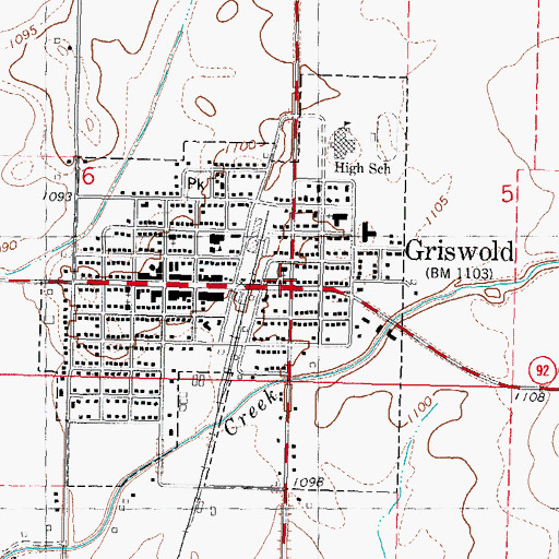 Topographic Map of Griswold Elevator, IA