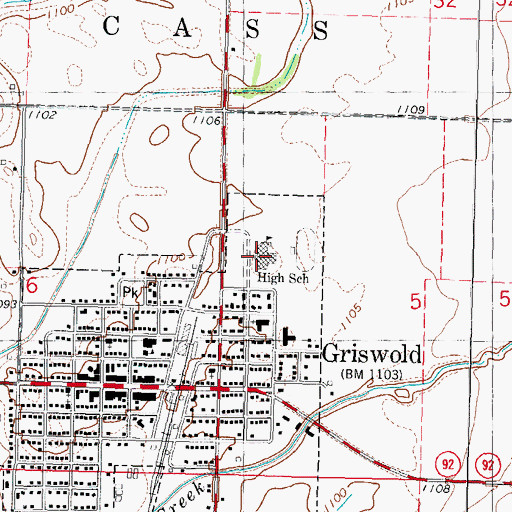 Topographic Map of Griswold Middle / High School, IA