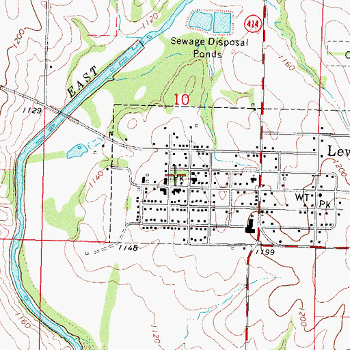 Topographic Map of Lewis City Park, IA