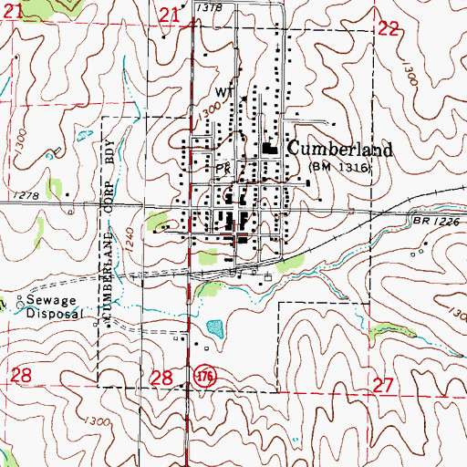 Topographic Map of Cumberland Public Library, IA