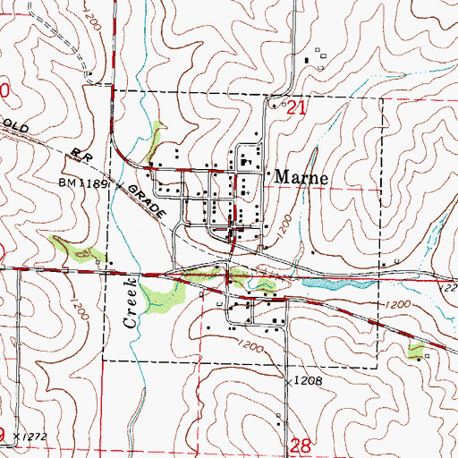 Topographic Map of Marne Post Office, IA