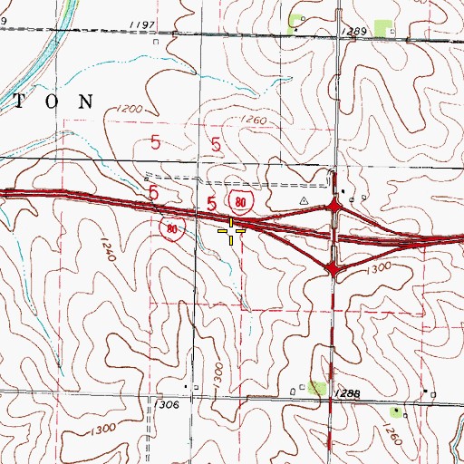 Topographic Map of Interchange 51, IA