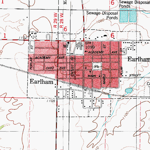 Topographic Map of Earlham Friends Church, IA
