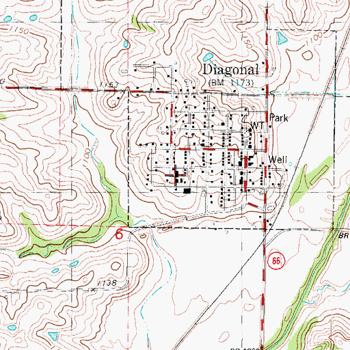 Topographic Map of Diagonal Elementary School, IA