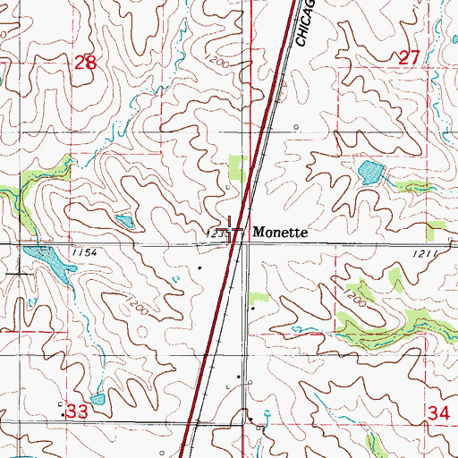 Topographic Map of Monette (historical), IA