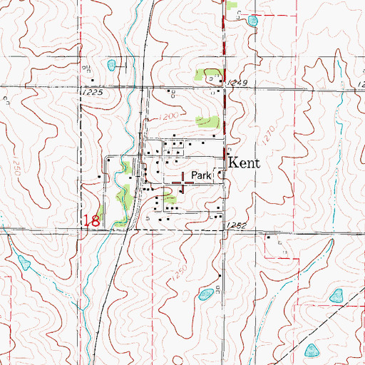 Topographic Map of Kent Post Office, IA