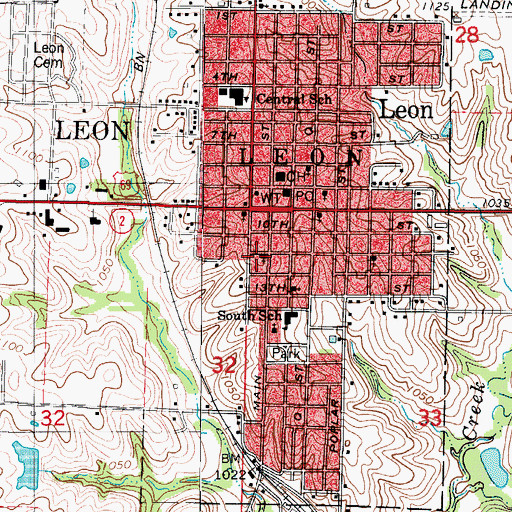 Topographic Map of Leon Christian Church, IA