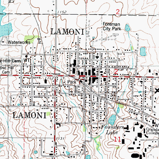 Topographic Map of Lamoni City Hall, IA