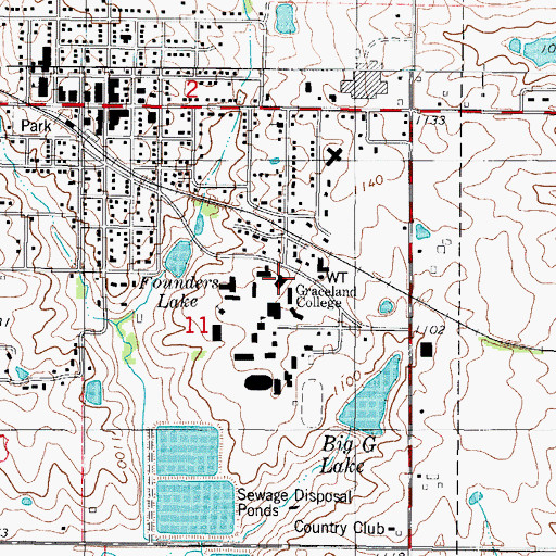 Topographic Map of Floyd M McDowell Commons, IA