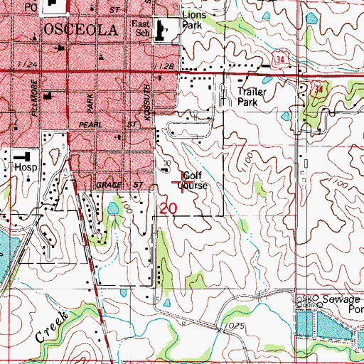 Topographic Map of Osceola Country Club, IA