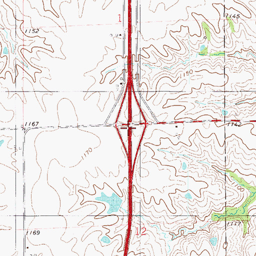 Topographic Map of Interchange 29, IA