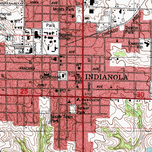 Topographic Map of Indianola Police Department, IA