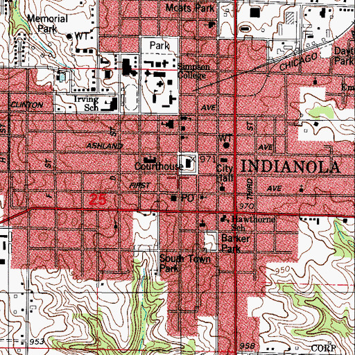 Topographic Map of Indianola Vision Center, IA