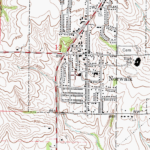 Topographic Map of Oviatt Elementary School, IA