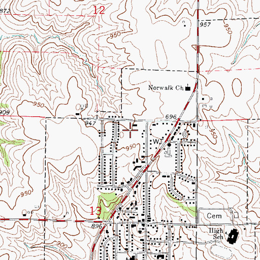 Topographic Map of McDonald Woods Park, IA
