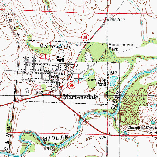 Topographic Map of Martensdale Community Church, IA