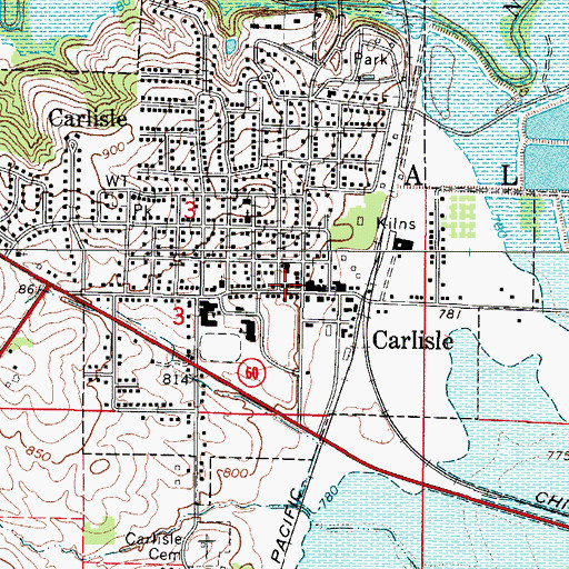 Topographic Map of Carlisle Public Library, IA