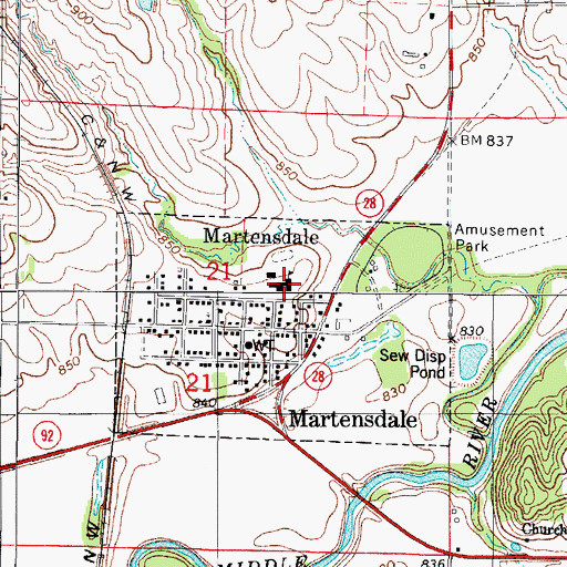 Topographic Map of Martensdale Elementary School, IA