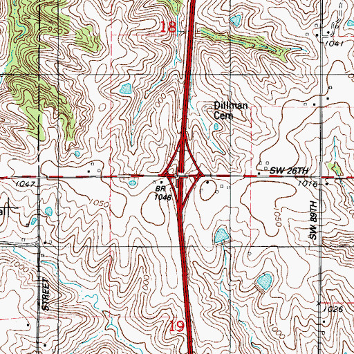 Topographic Map of Interchange 52, IA