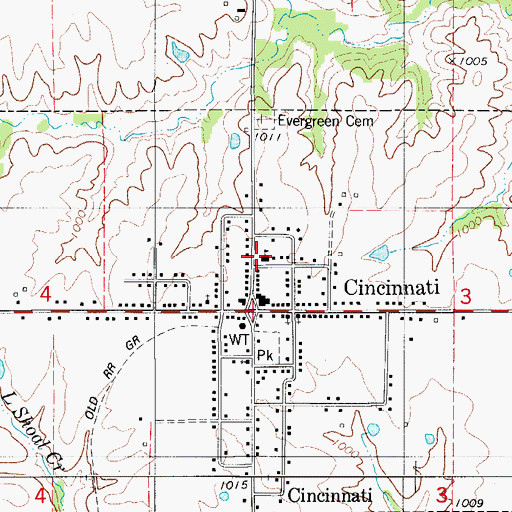 Topographic Map of Cincinnati Elementary School, IA