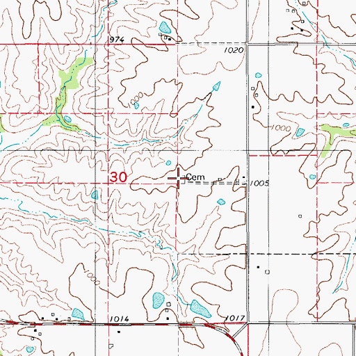 Topographic Map of Hism Cemetery, IA