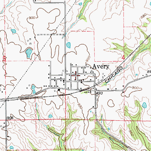 Topographic Map of Avery, IA