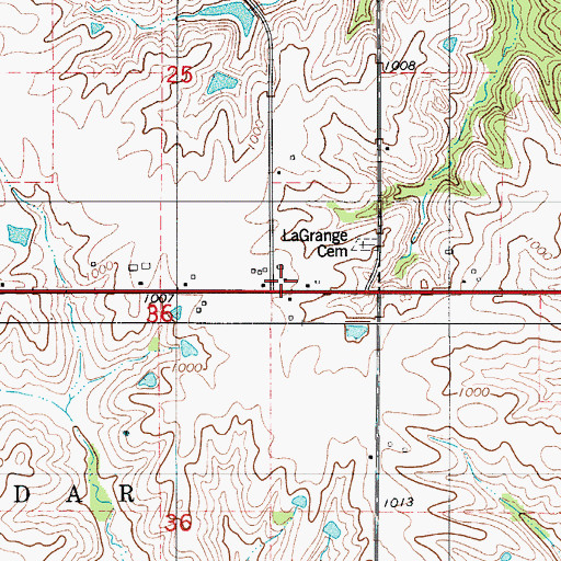 Topographic Map of La Grange Post Office (historical), IA