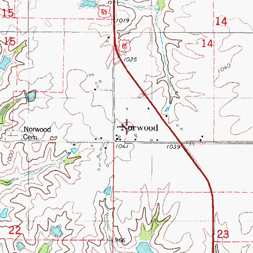Topographic Map of Norwood United Methodist Church, IA