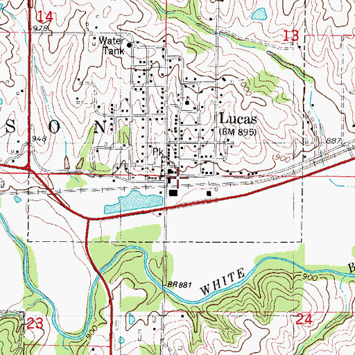 Topographic Map of Lucas Post Office, IA