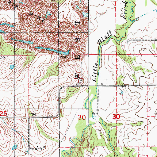 Topographic Map of Bluff Creek Off Highway Recreation Area, IA