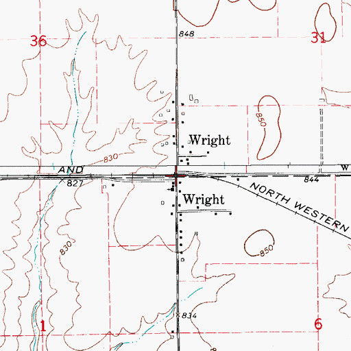 Topographic Map of Wright (historical), IA