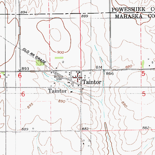 Topographic Map of Taintor Post Office (historical), IA