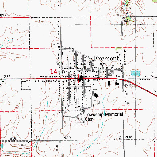 Topographic Map of Fremont Post Office, IA
