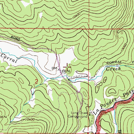 Topographic Map of Corral Creek Traihead, CO