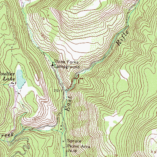 Topographic Map of Little Box Canyon Campground, CO