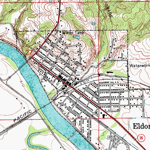 Topographic Map of Eldon Family Medical Center, IA