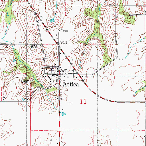 Topographic Map of Attica Post Office (historical), IA