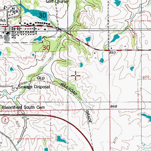 Topographic Map of McGowen Recreation and Wildlife Area, IA