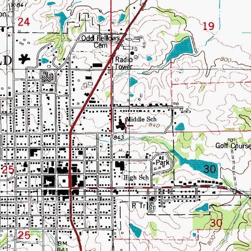 Topographic Map of Davis County Elementary School, IA