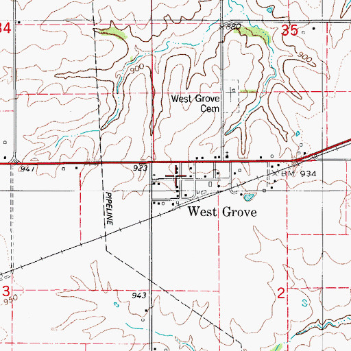 Topographic Map of West Grove Park, IA