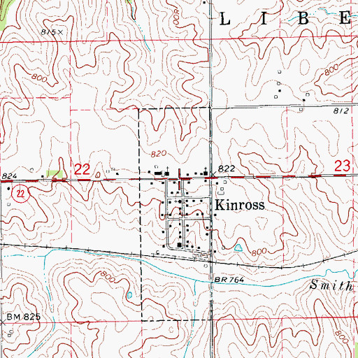 Topographic Map of Kinross (historical), IA