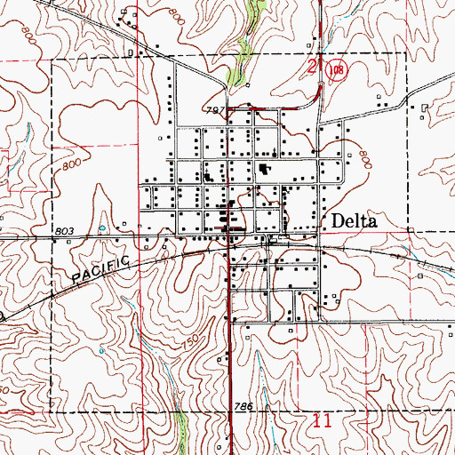 Topographic Map of Delta Post Office, IA