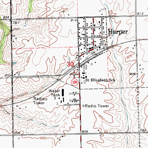 Topographic Map of Saint Elizabeth's Cemetery, IA