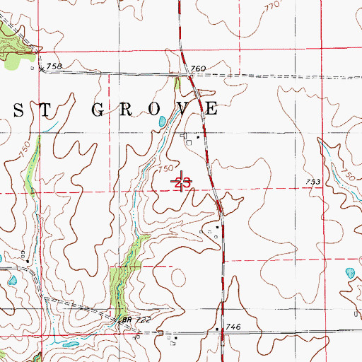 Topographic Map of Long Cemetery, IA