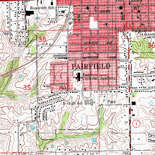 Topographic Map of Pence Elementary School, IA