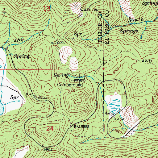 Topographic Map of Wye Campground, CO