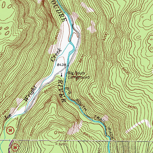 Topographic Map of Big South Campground, CO