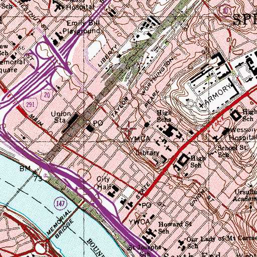 Topographic Map of Apremont Triangle Historic District, MA